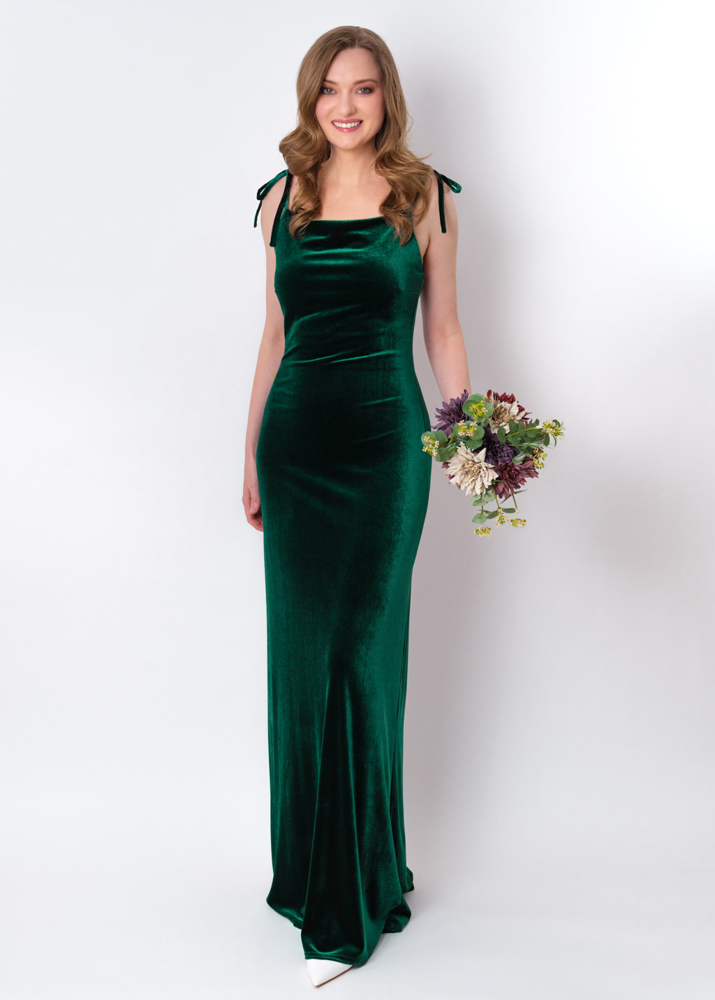 Emerald green slip velvet bodycon long dress