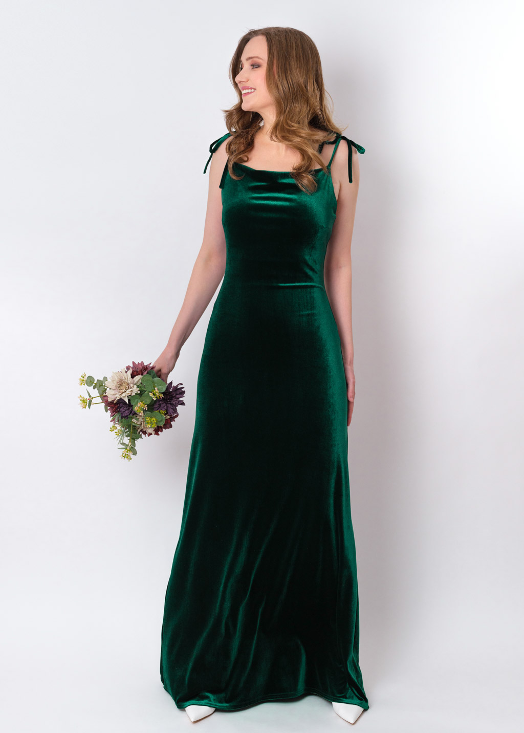 Emerald green slip velvet bodycon long dress