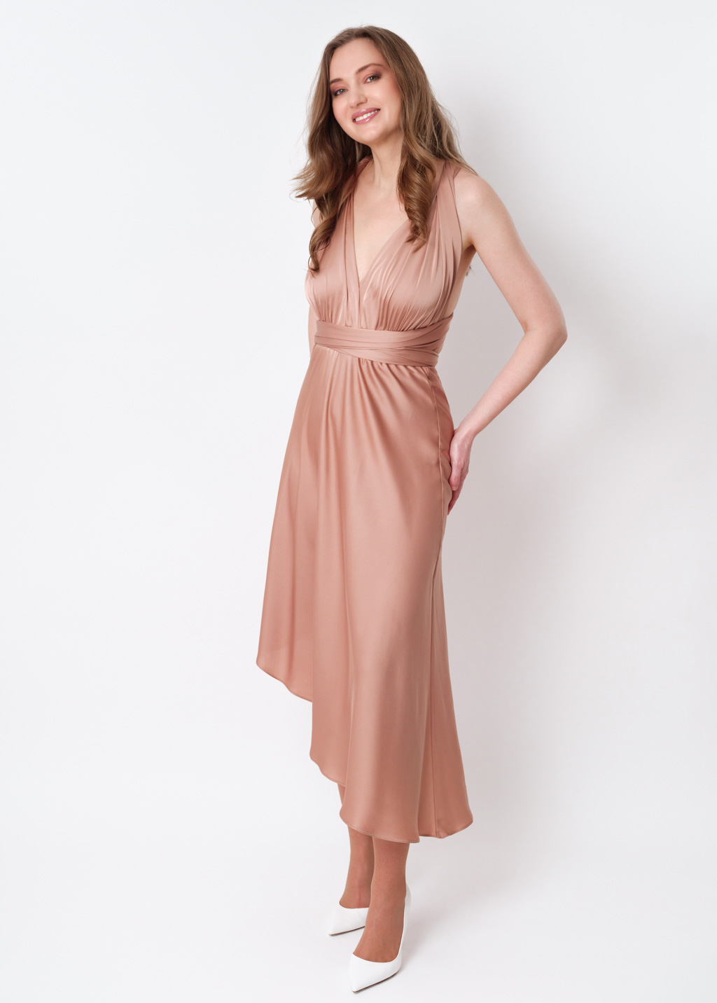 Rose gold infinity asymmetric dress