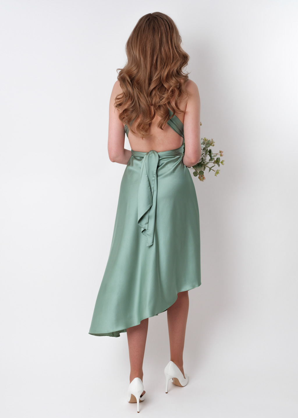 Sage green infinity asymmetric dress