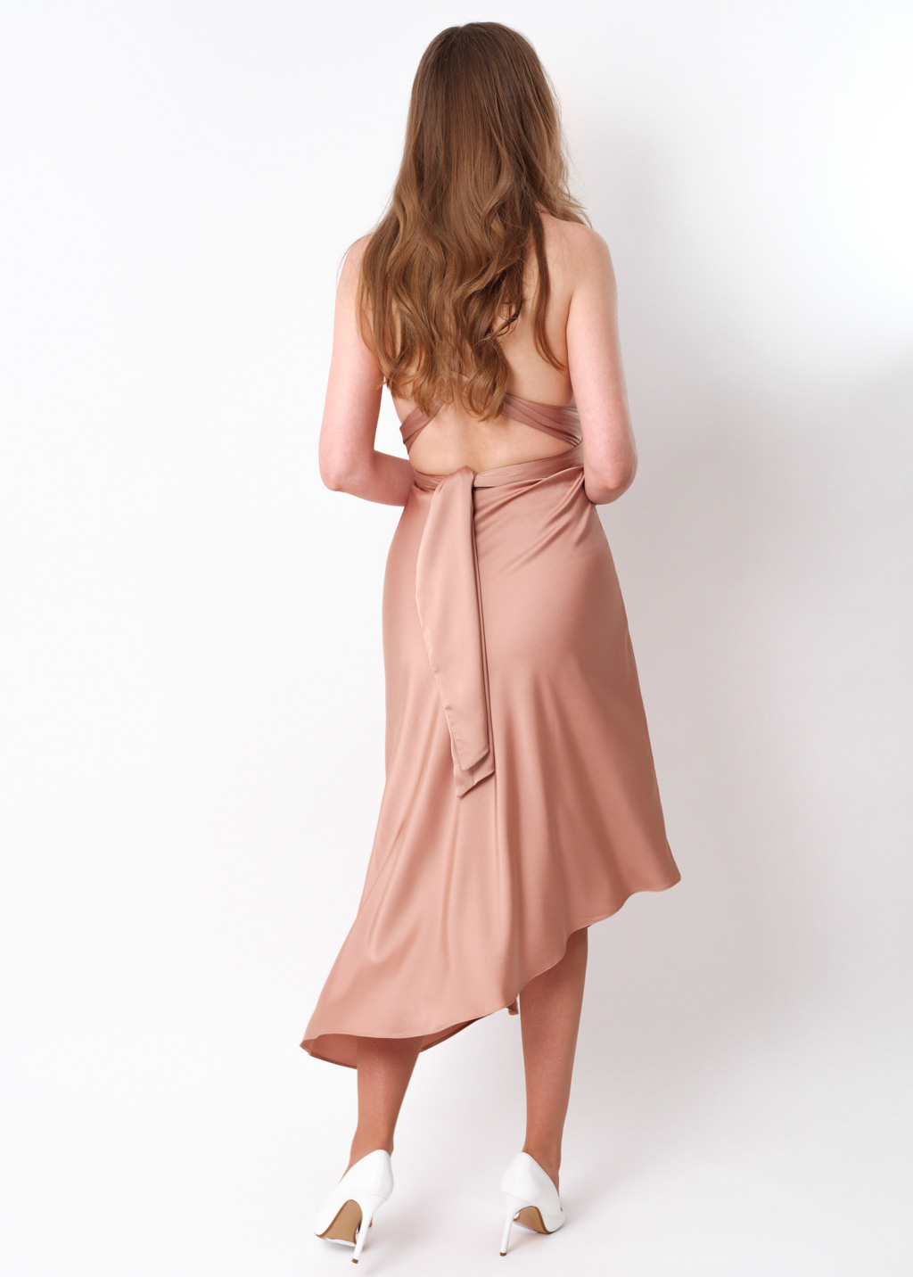 Rose gold infinity asymmetric dress