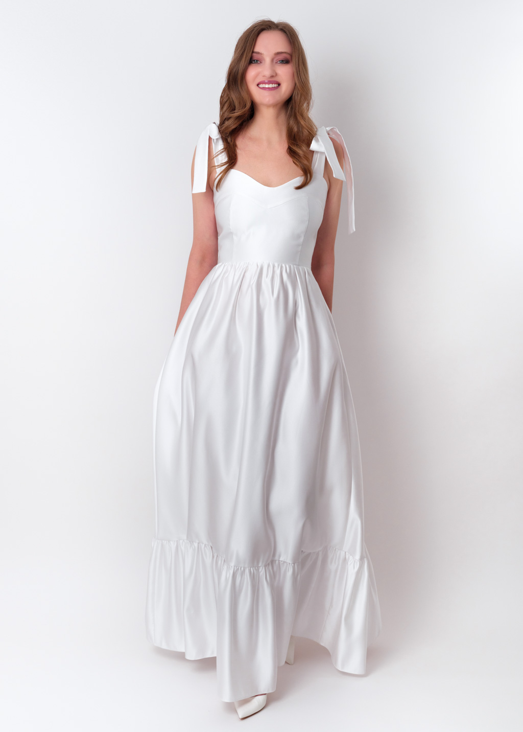 White long satin dress 