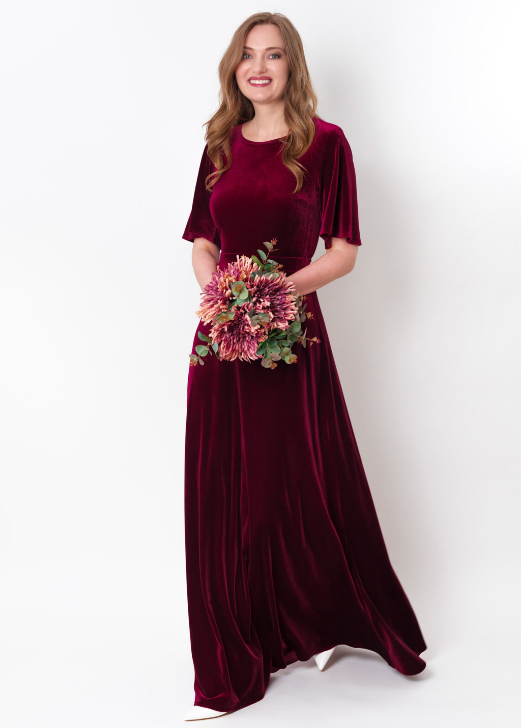 Plum burgundy velvet long dress