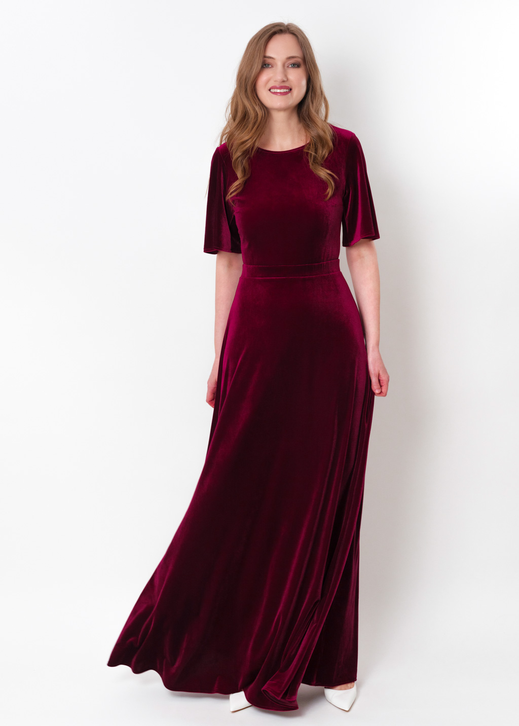 Plum burgundy velvet long dress