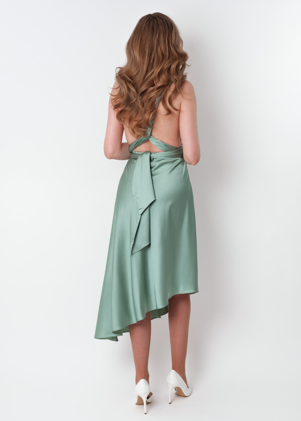 Sage green infinity asymmetric dress