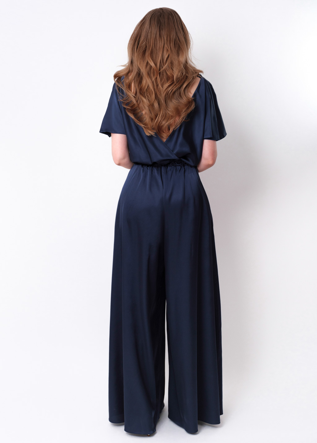 Navy blue silk jumpsuit