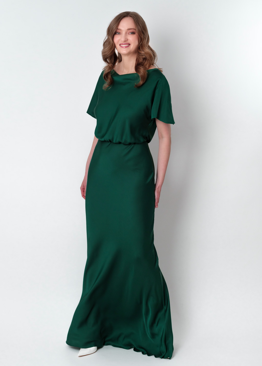 Dark green silk long dress