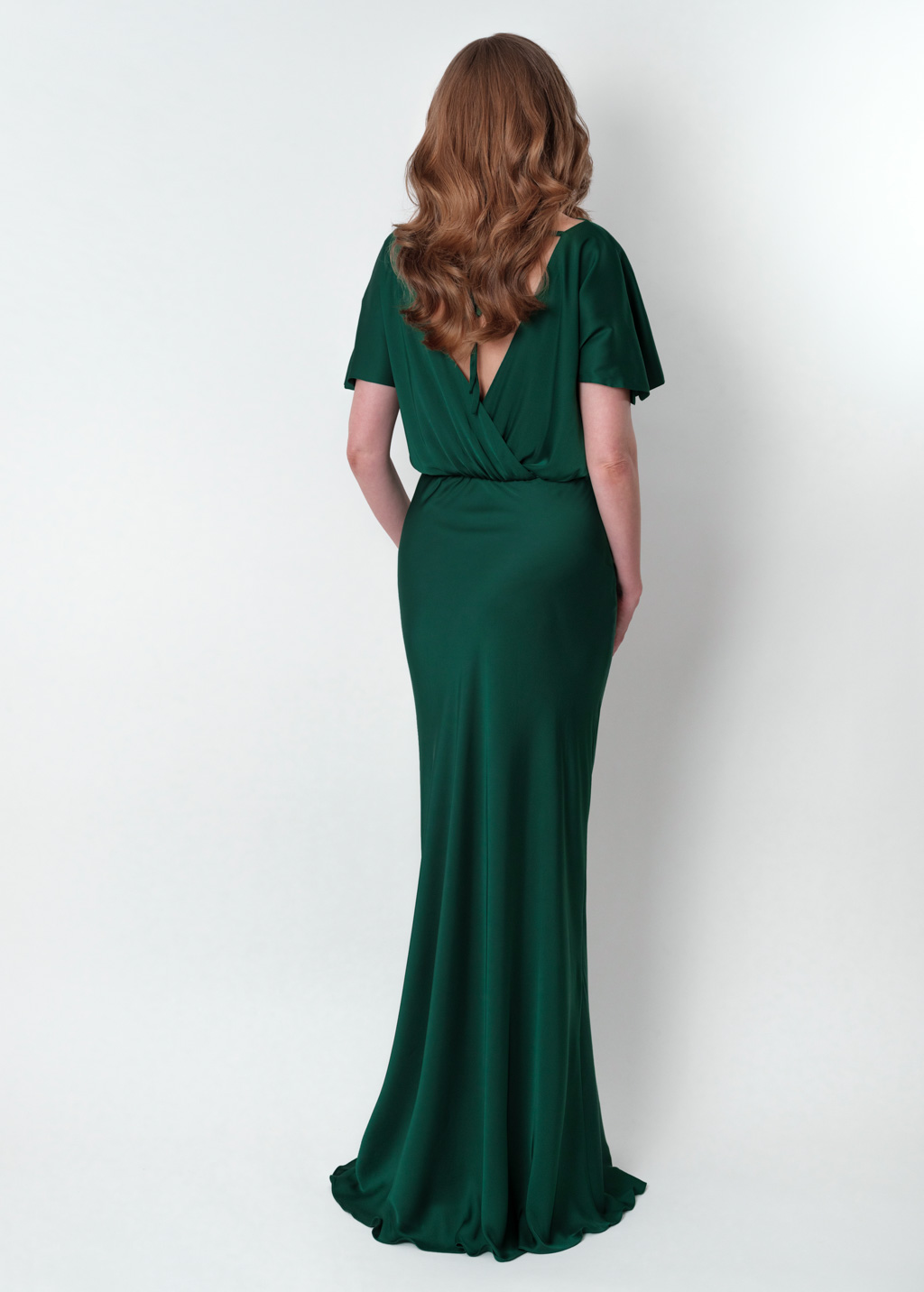 Dark green silk long dress
