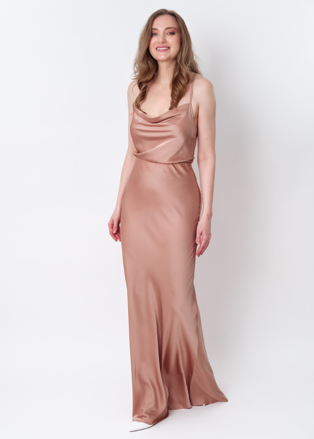 Rose gold silk slip dress