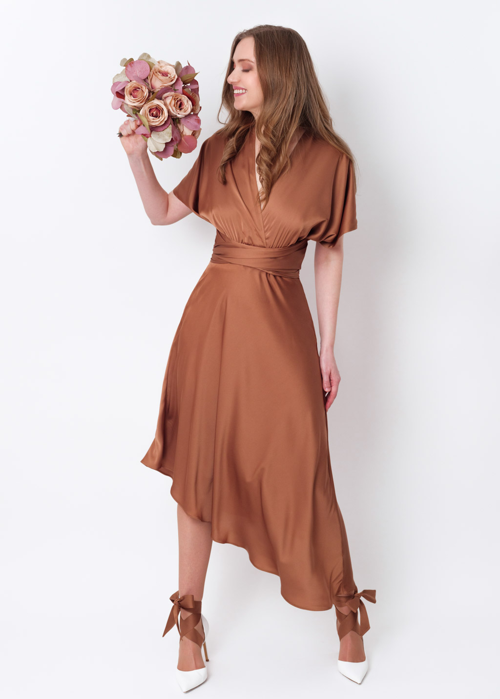 Copper gold infinity asymmetric dress