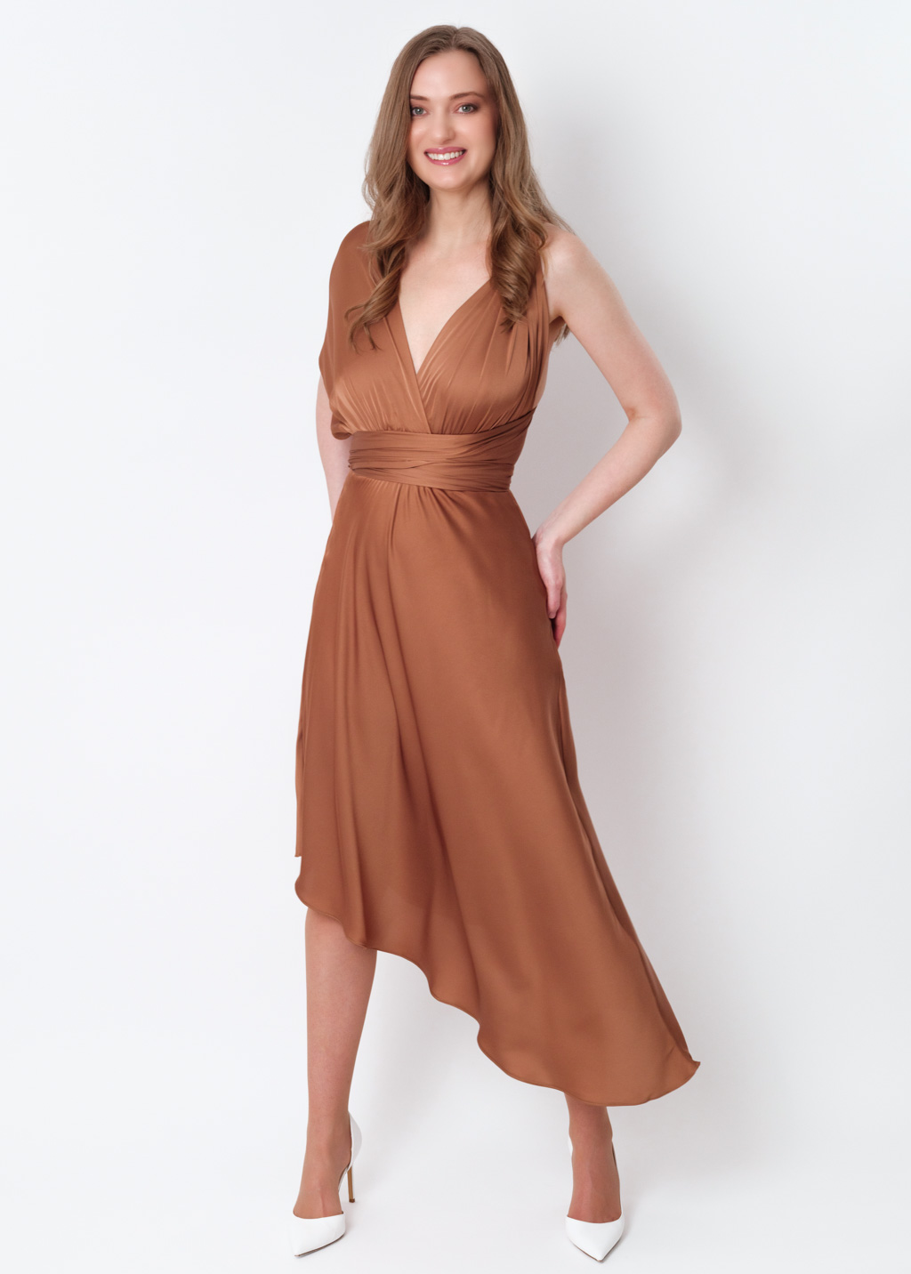 Copper gold infinity asymmetric dress