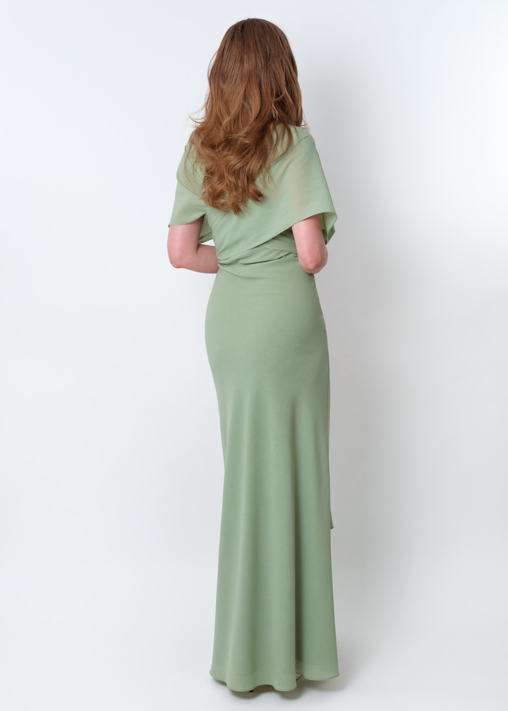 Sage green chiffon infinity long dress