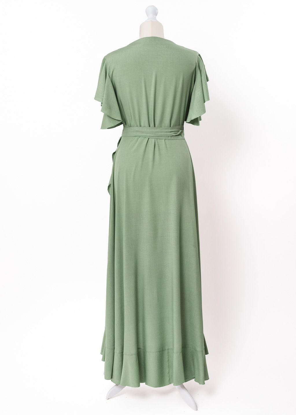 Sage green romantic wrap around dress