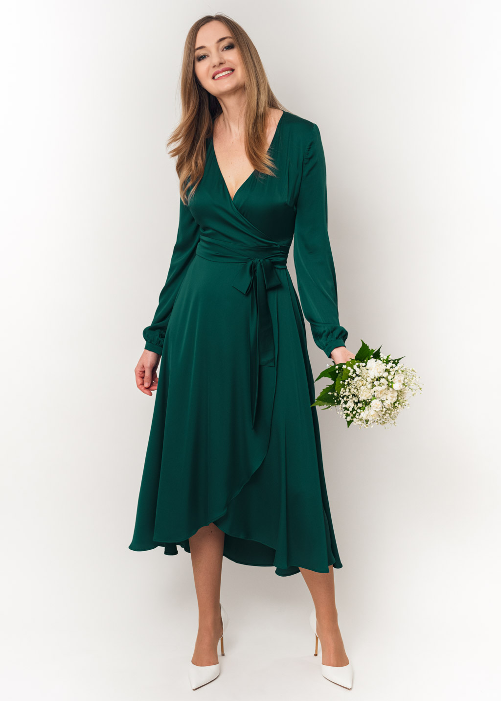 Dark green wrap dress