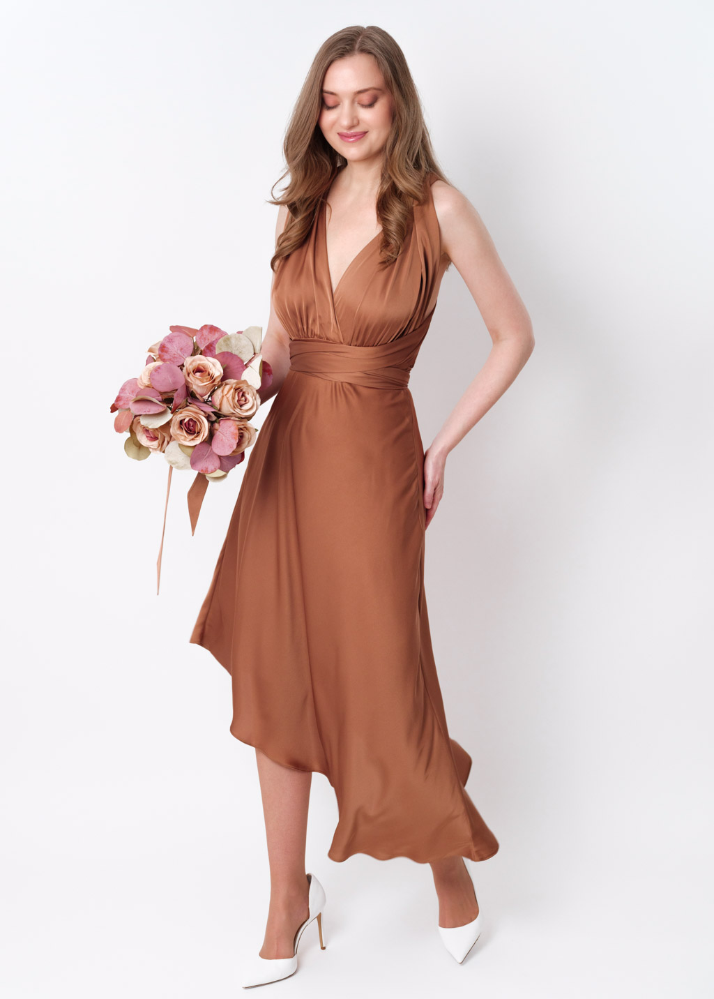 Copper gold infinity asymmetric dress