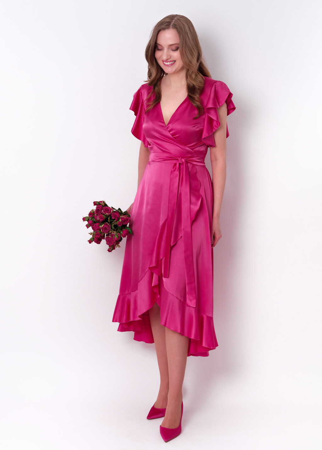 Hot pink wrap dress