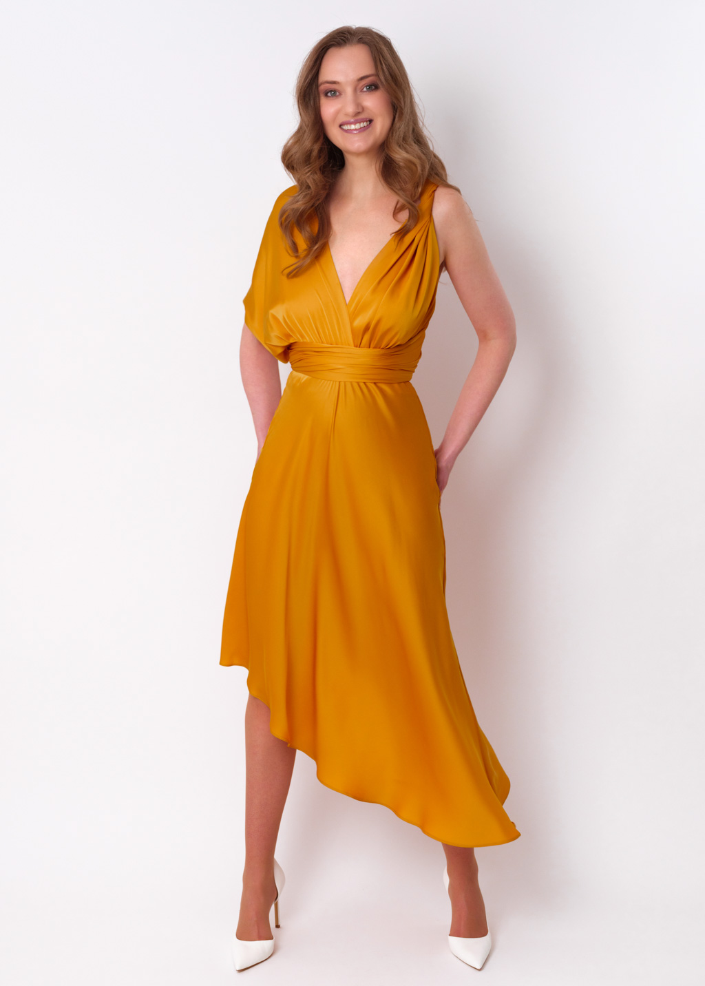 Gold infinity asymmetric dress