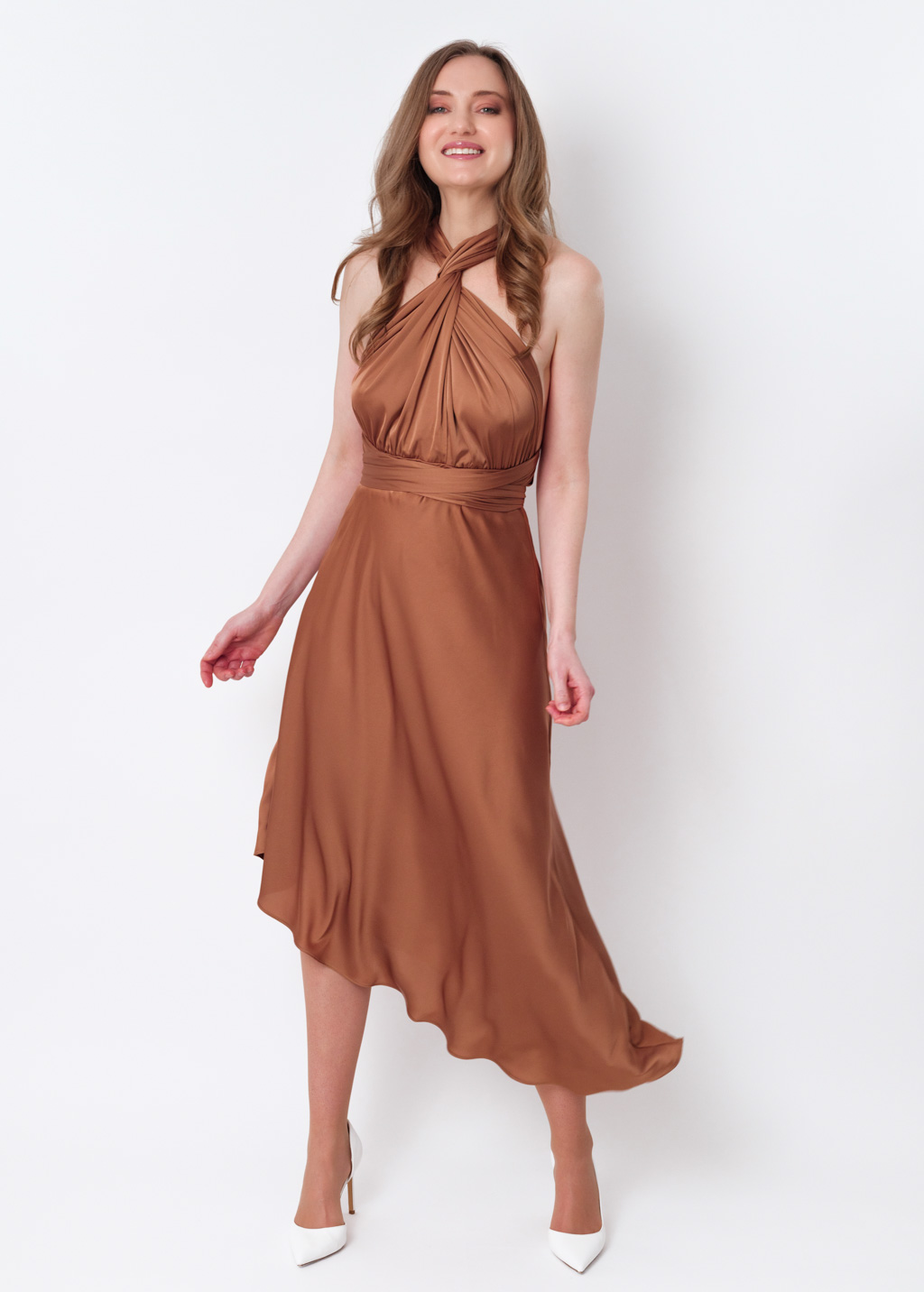 Copper gold infinity asymmetric dress