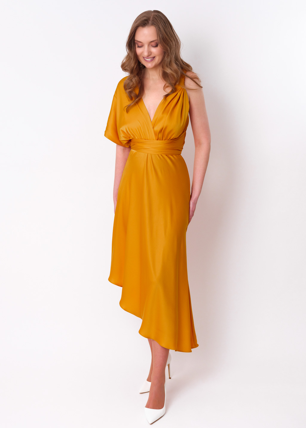 Gold infinity asymmetric dress