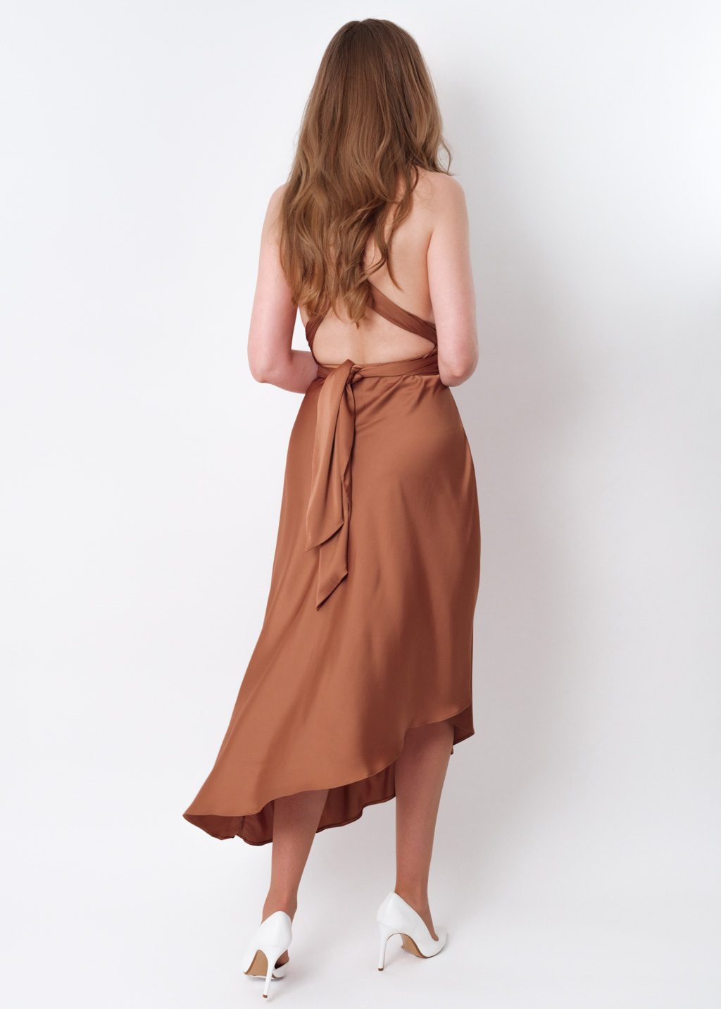 Copper gold infinity asymmetric dress