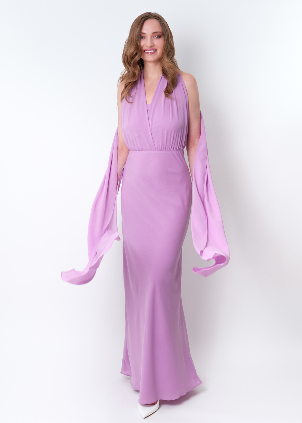 Lilac chiffon infinity long dress