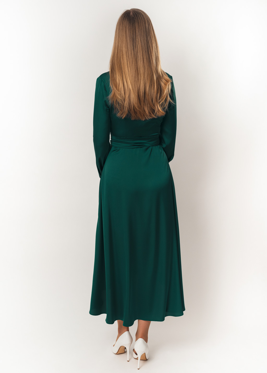 Dark green wrap dress