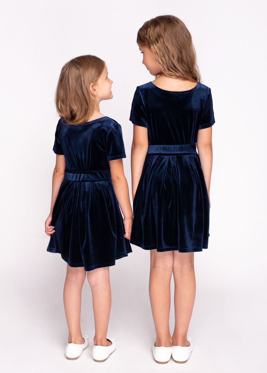 Mommy and me navy blue velvet dresses