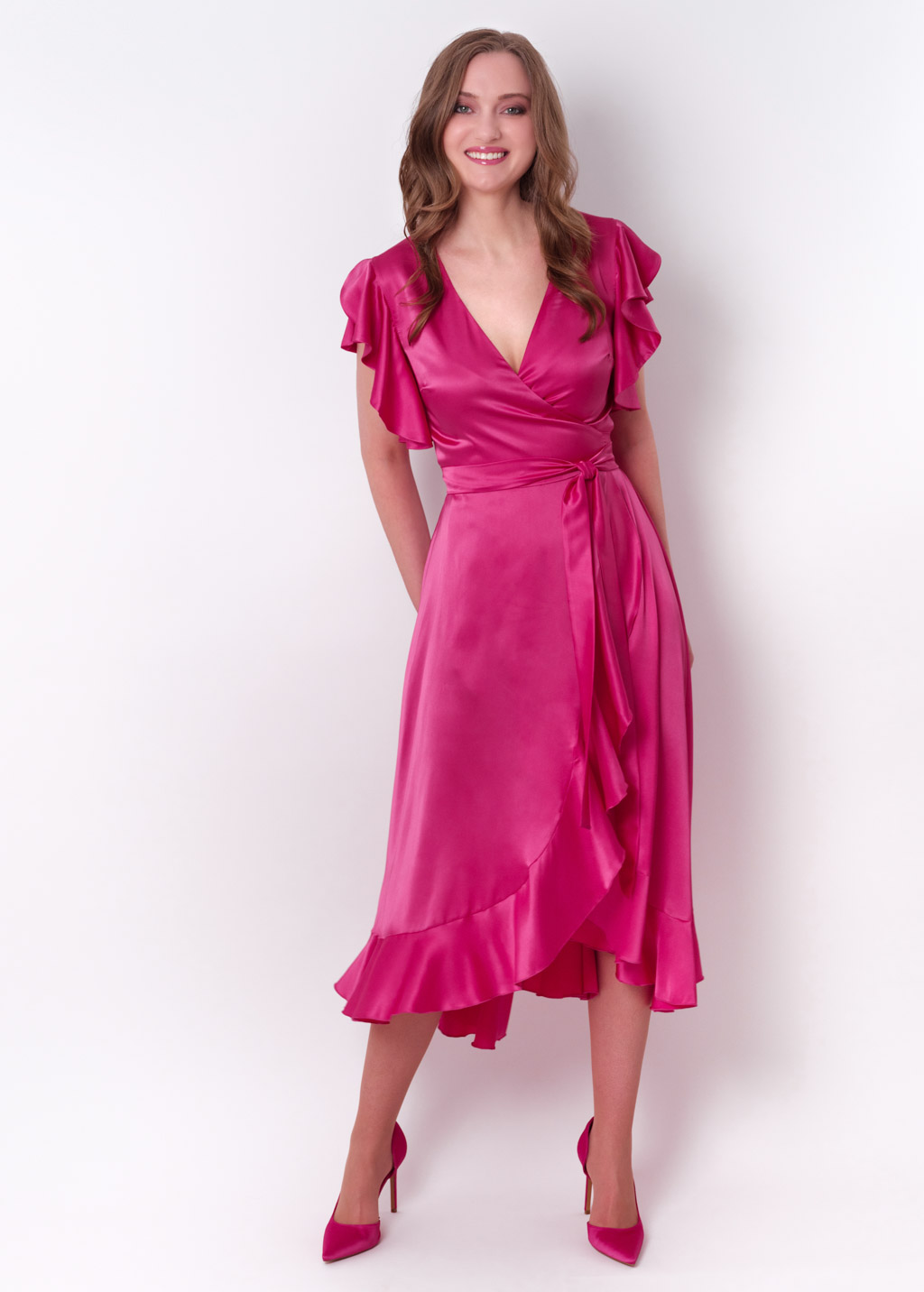 Hot pink wrap dress