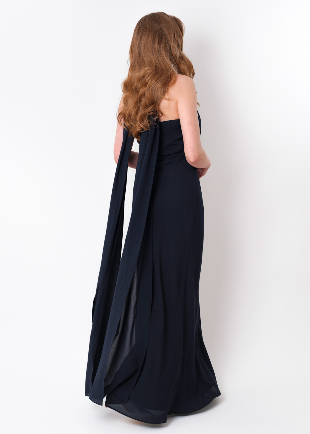 Navy blue chiffon infinity long dress