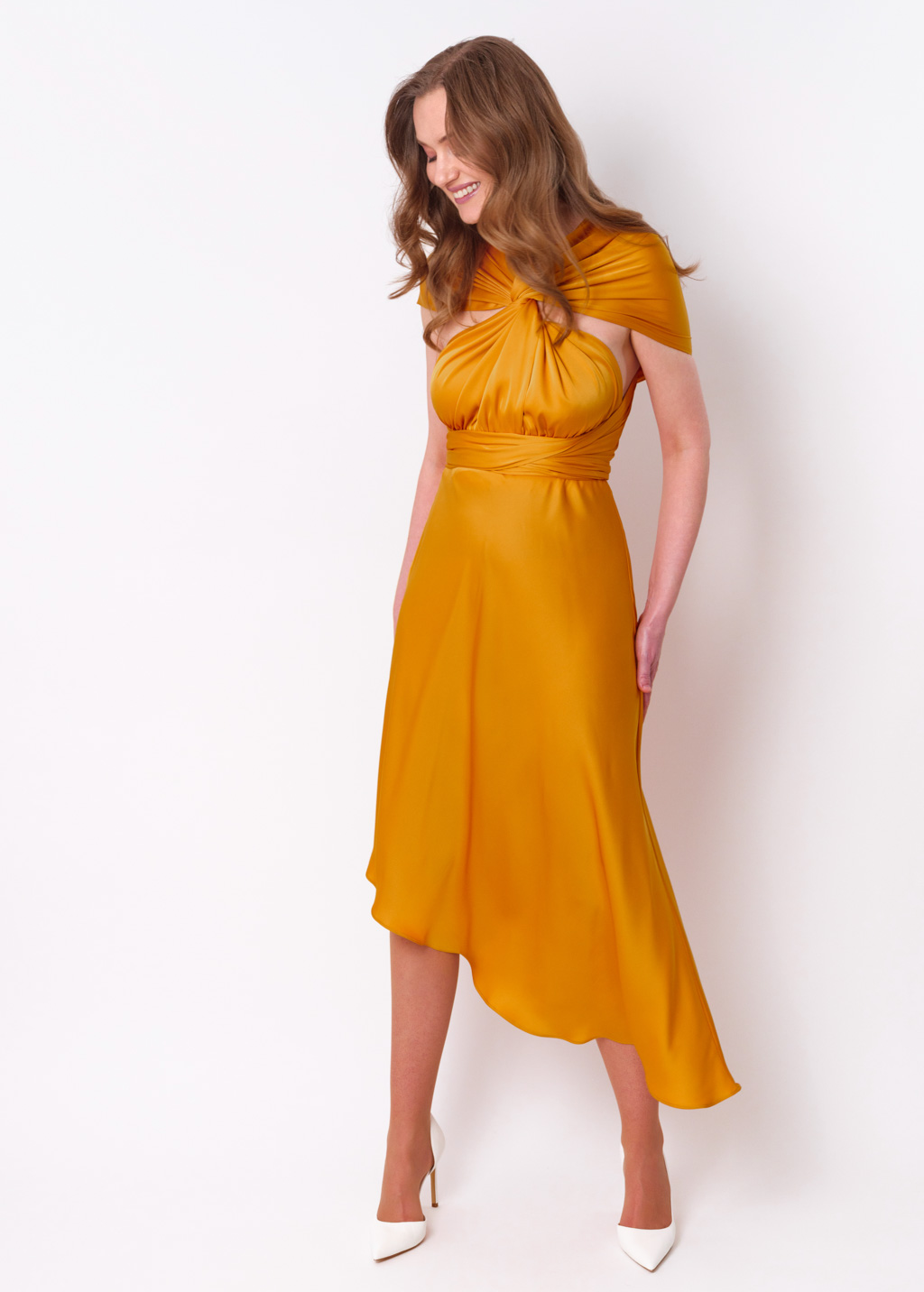 Gold infinity asymmetric dress