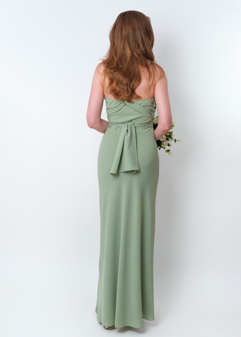 Sage green chiffon infinity long dress