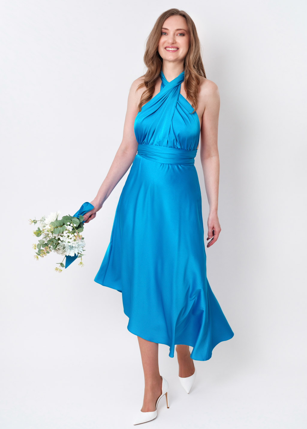 Blue infinity asymmetric dress