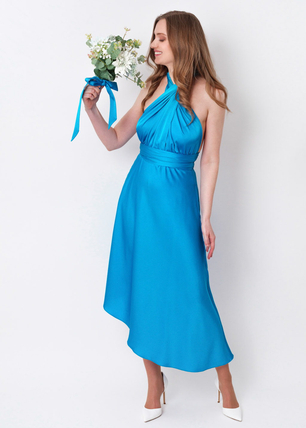 Blue infinity asymmetric dress