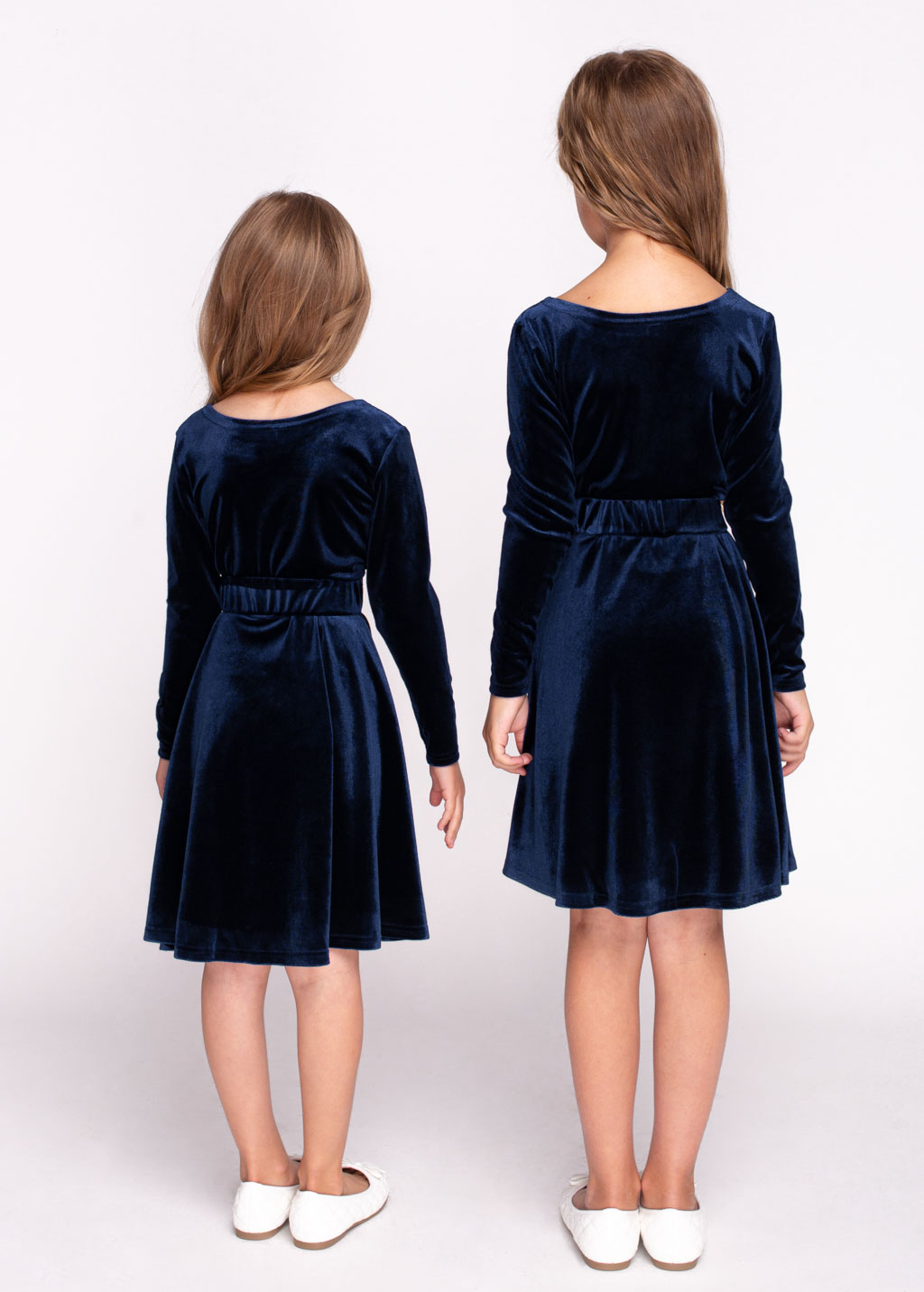 Navy blue girl velvet dresses