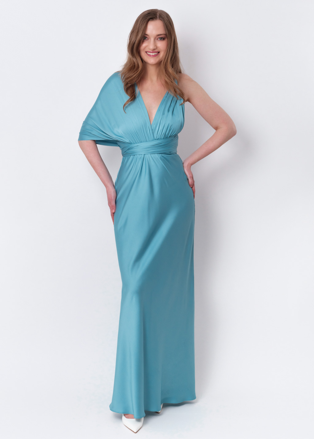 Dusty blue infinity long dress