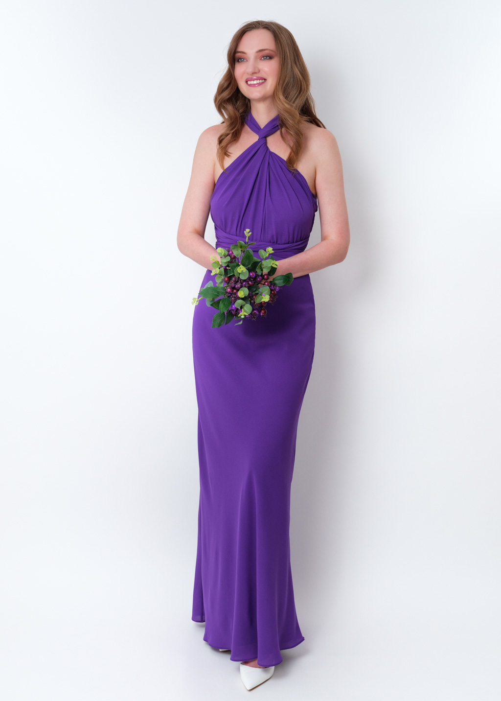 Purple chiffon infinity long dress
