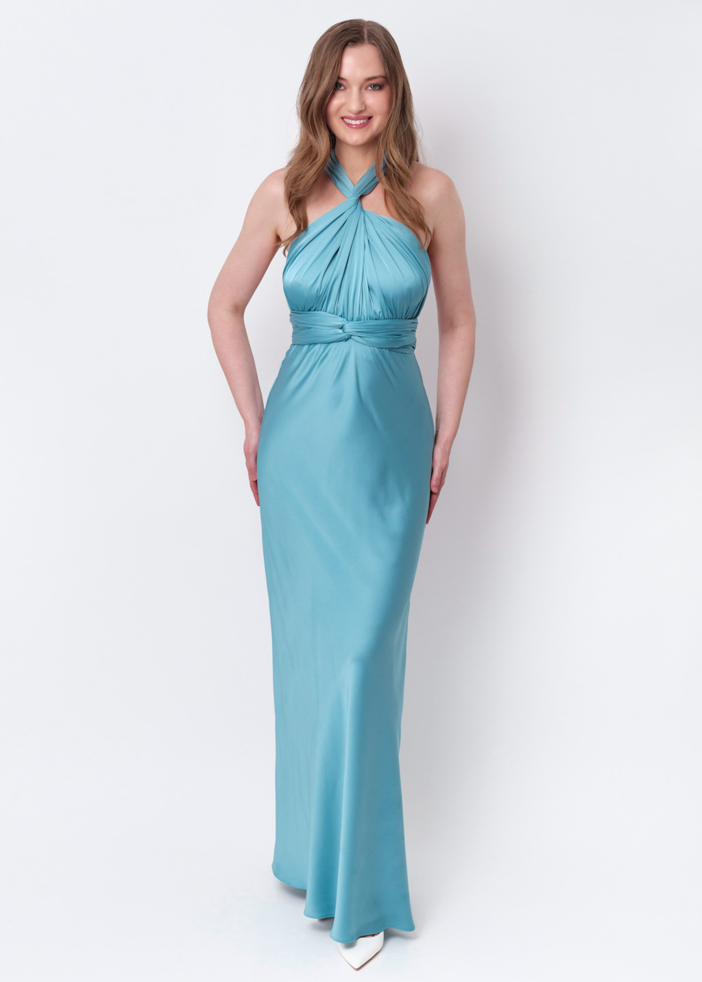 Dusty blue infinity long dress