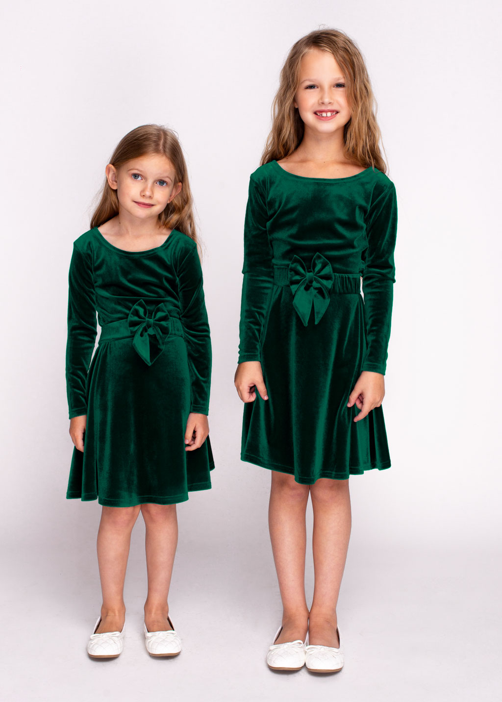 Emerald green girl velvet dresses