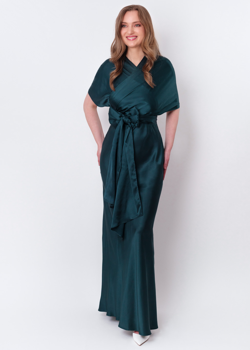 Dark teal green infinity long dress