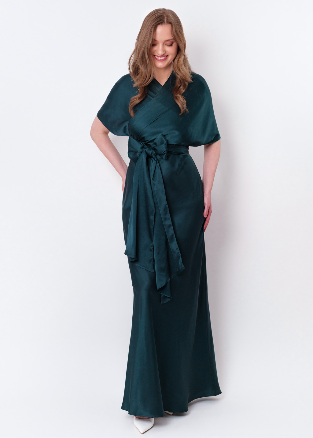 Dark teal green infinity long dress