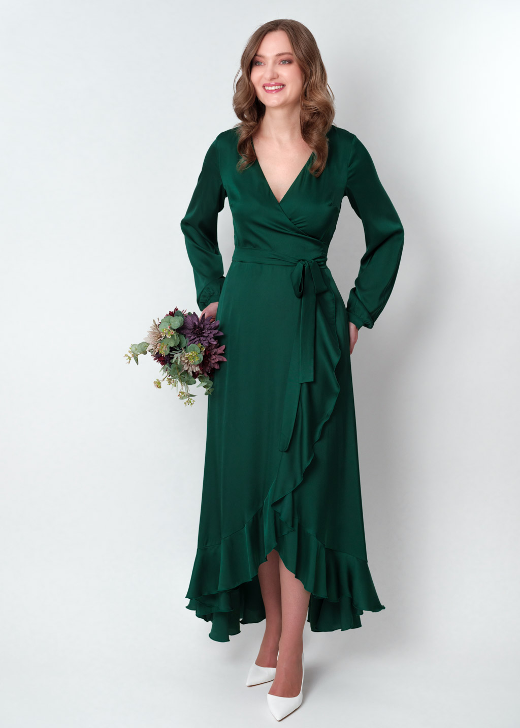 Emerald green wrap dress