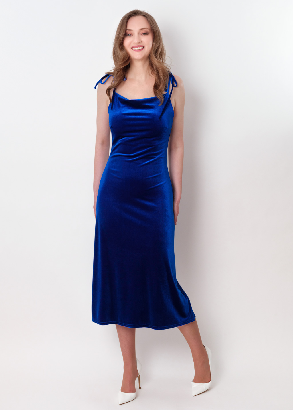 Royal blue slip velvet bodycon dress
