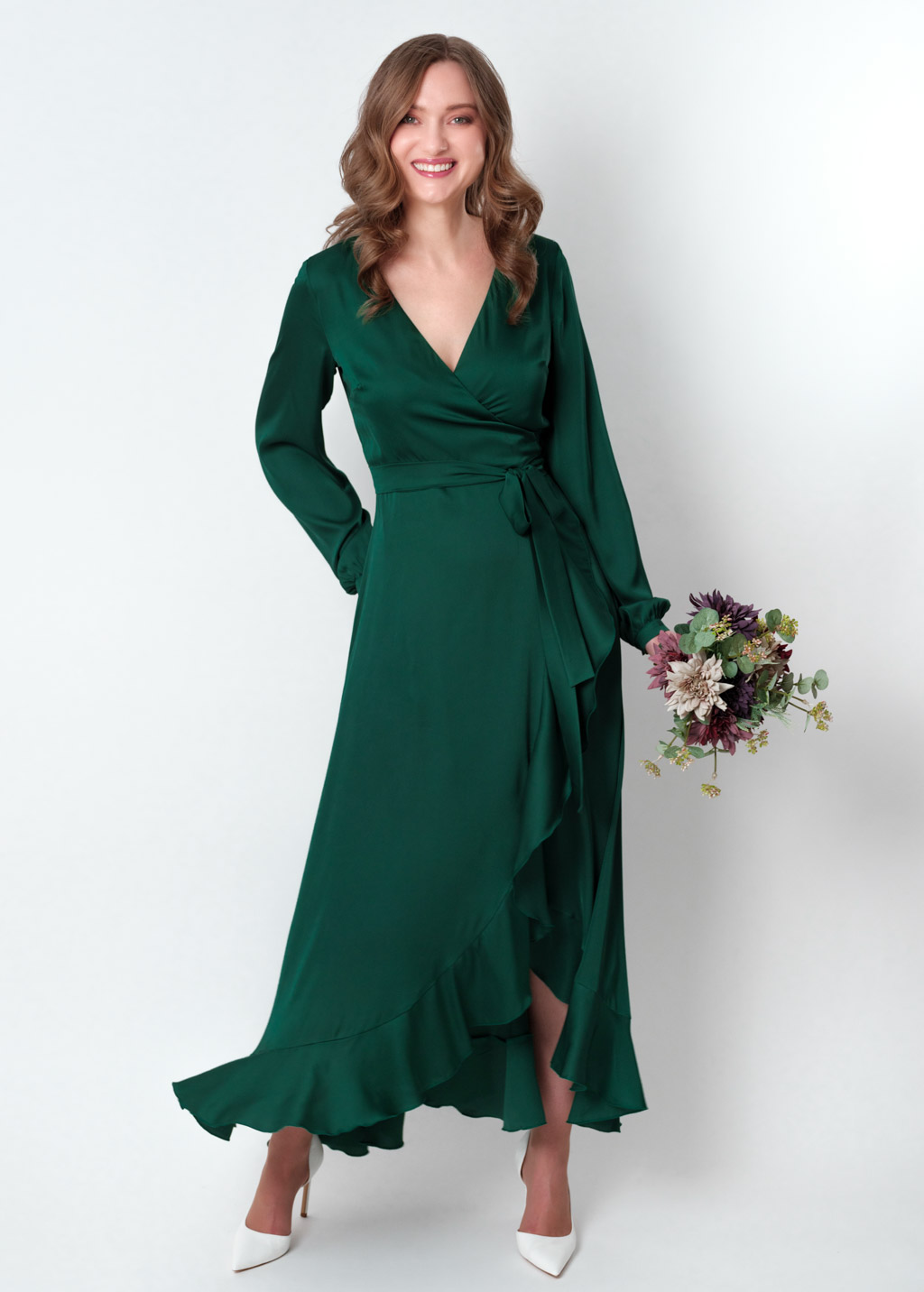 Emerald green wrap dress