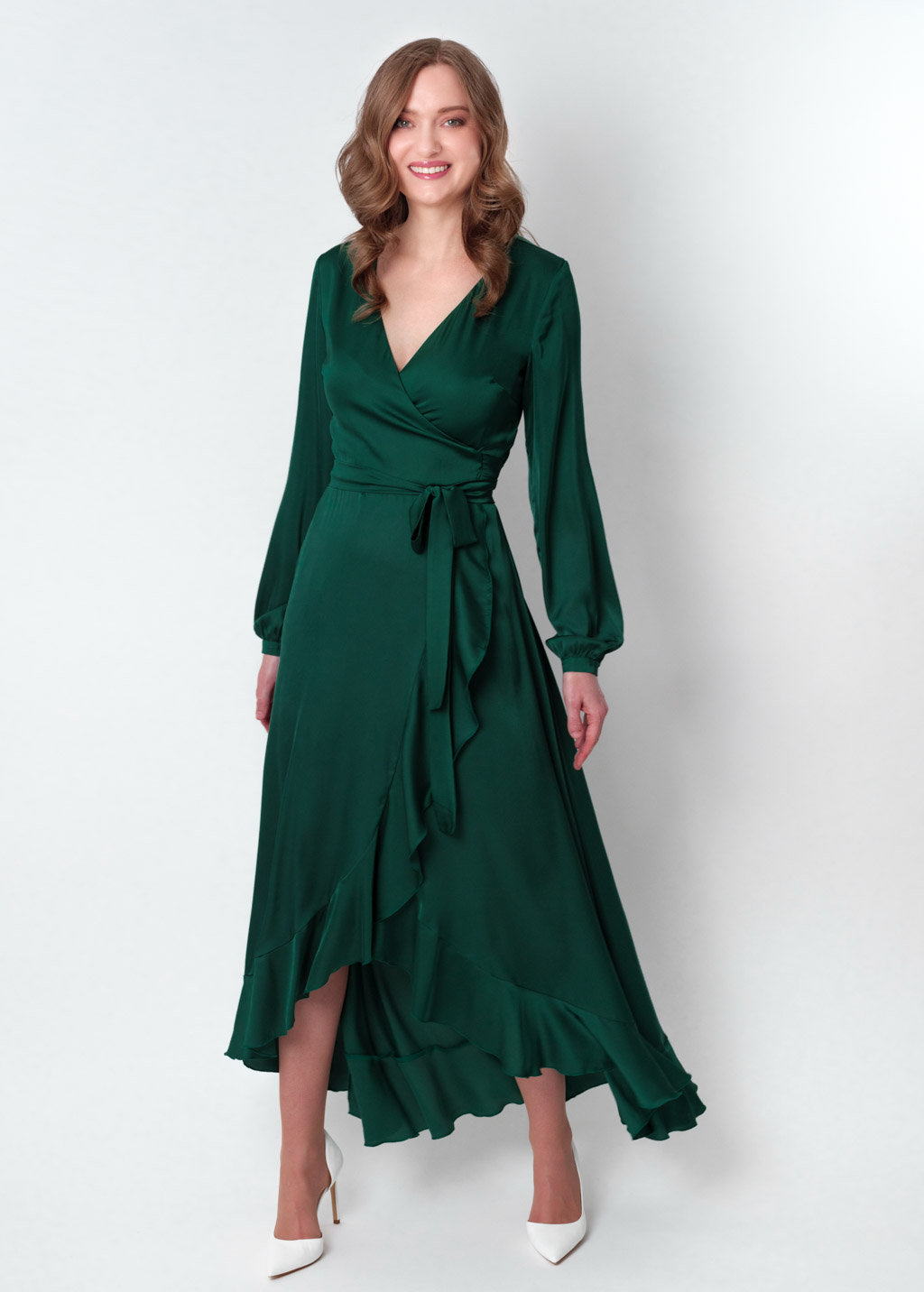 Emerald green wrap dress