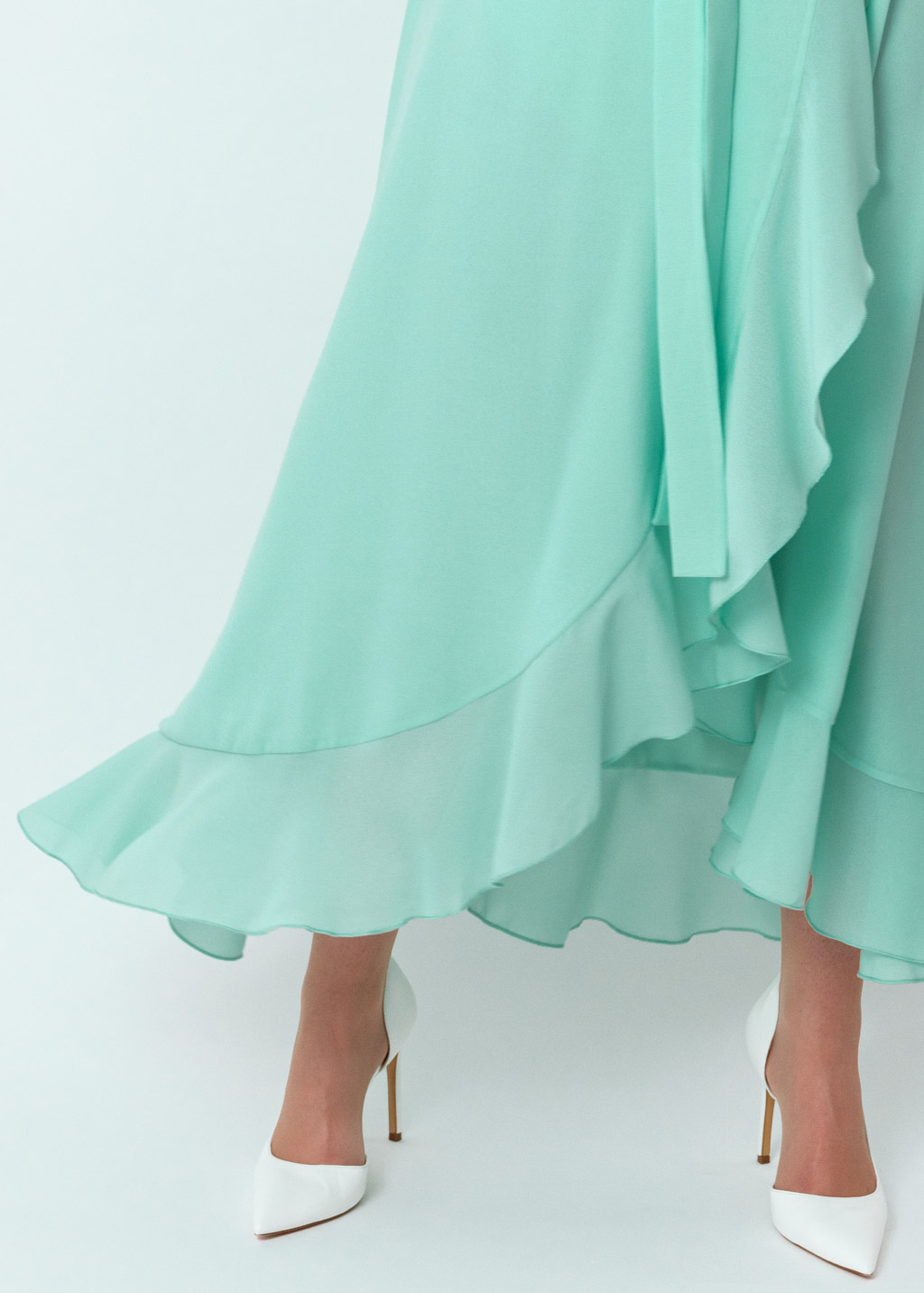 Tiffany blue chiffon wrap dress