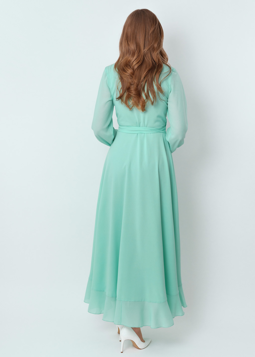 Tiffany blue chiffon wrap dress