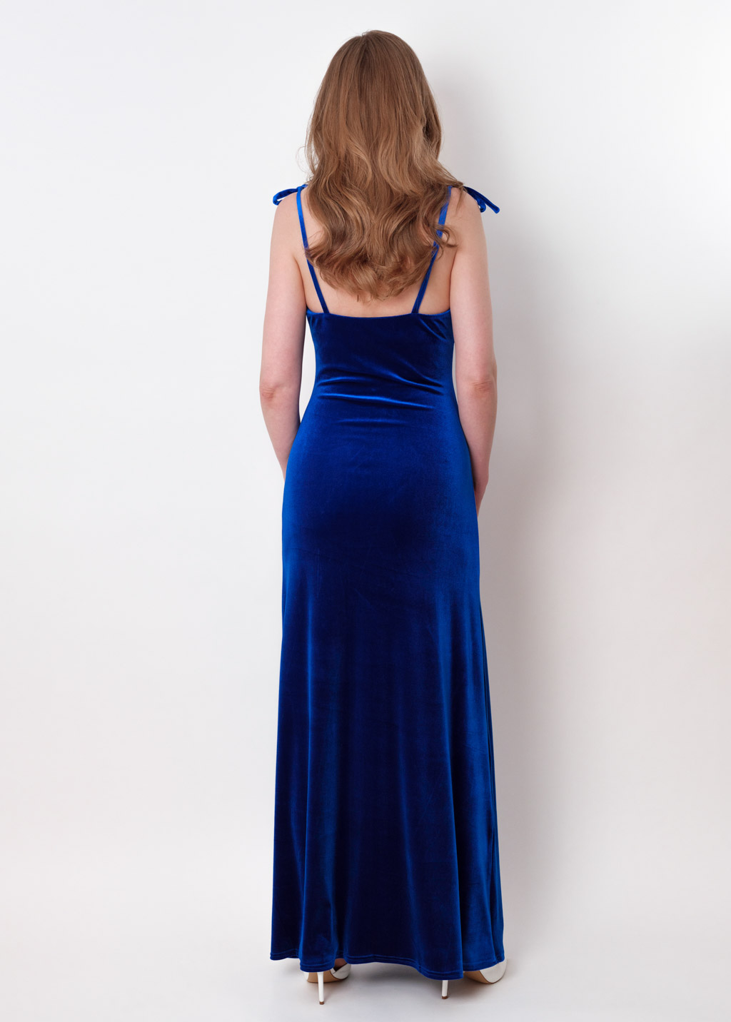 Royal blue slip velvet bodycon long dress