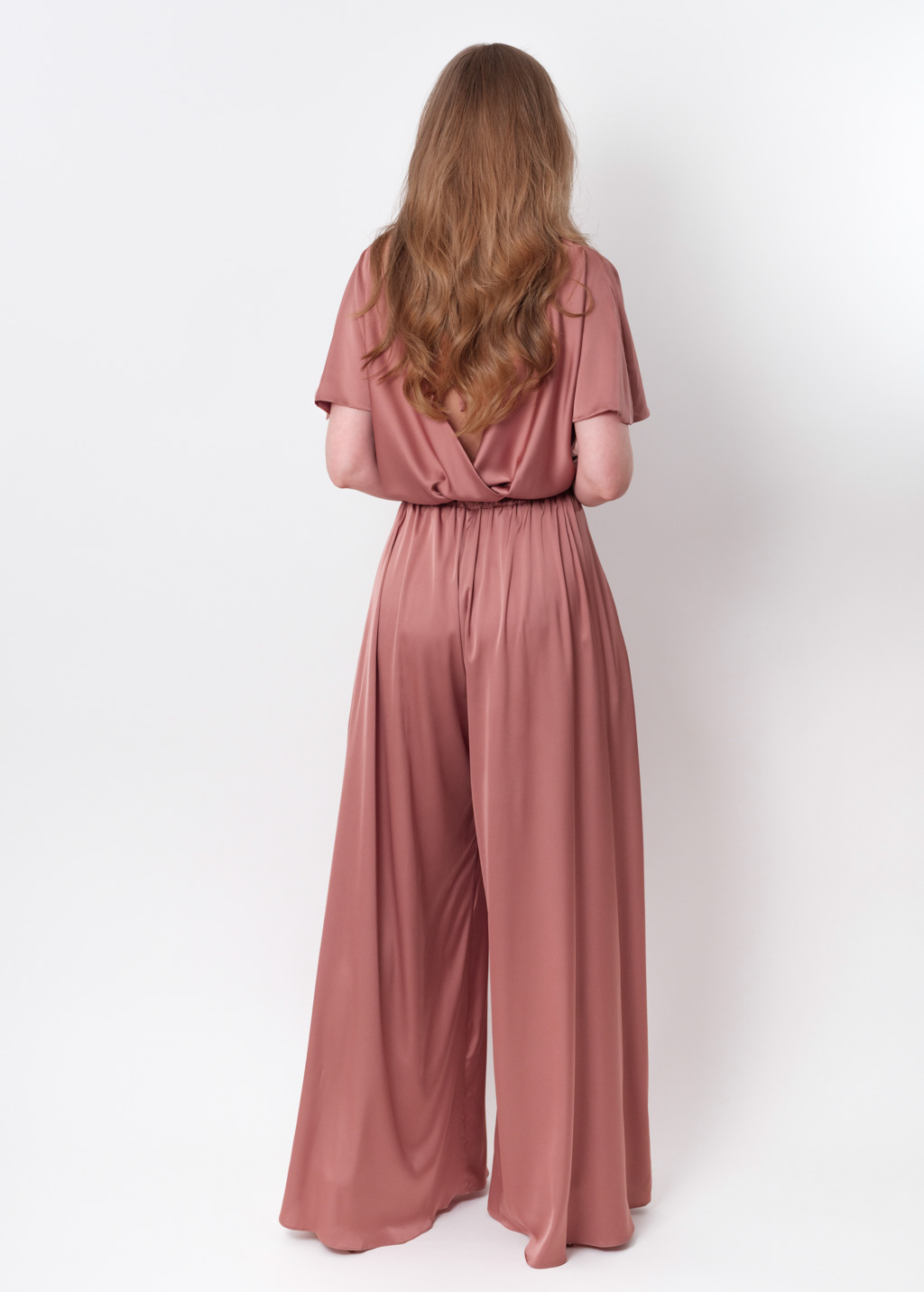 Champagne rose silk jumpsuit