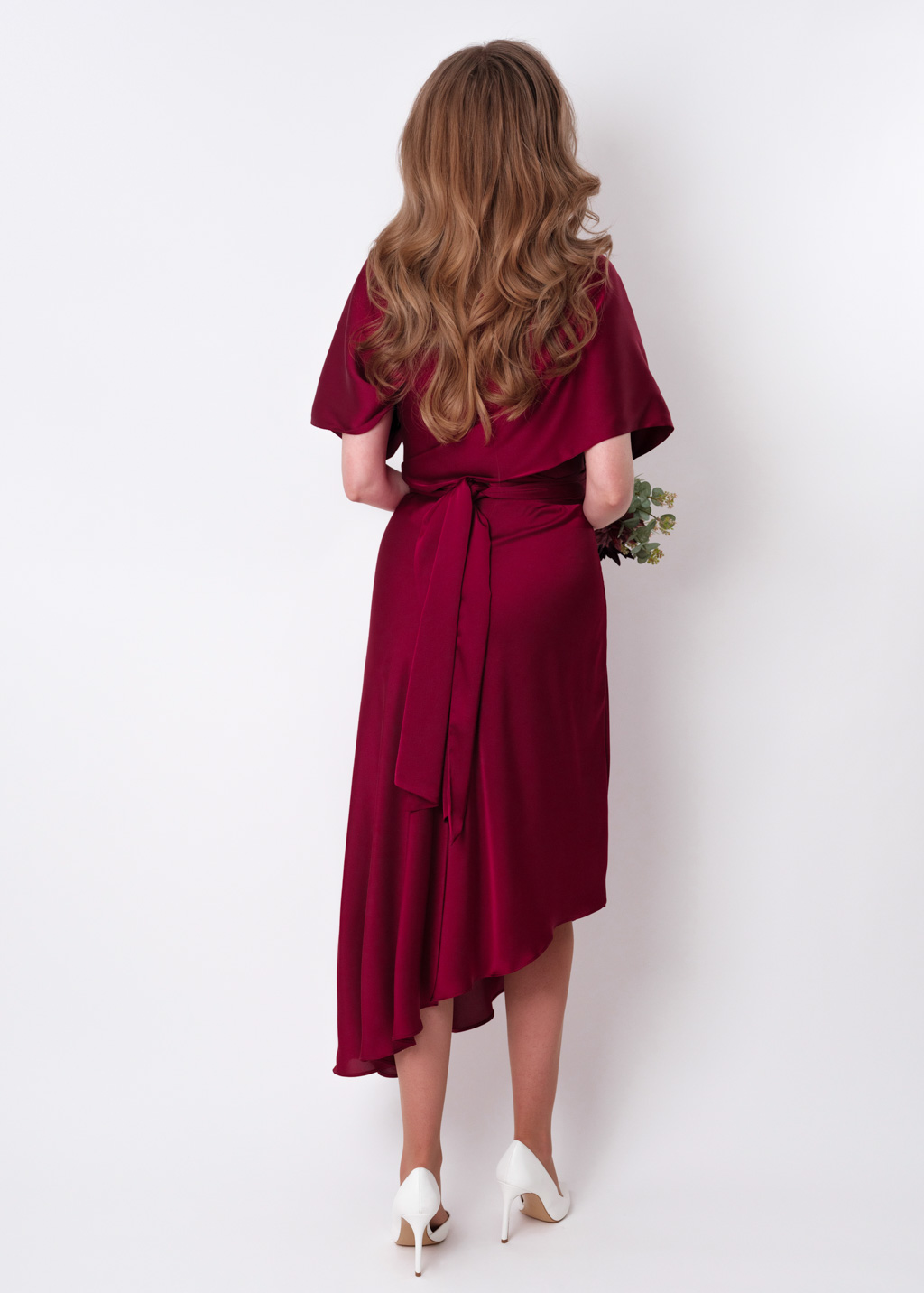 Burgundy infinity asymmetric dress