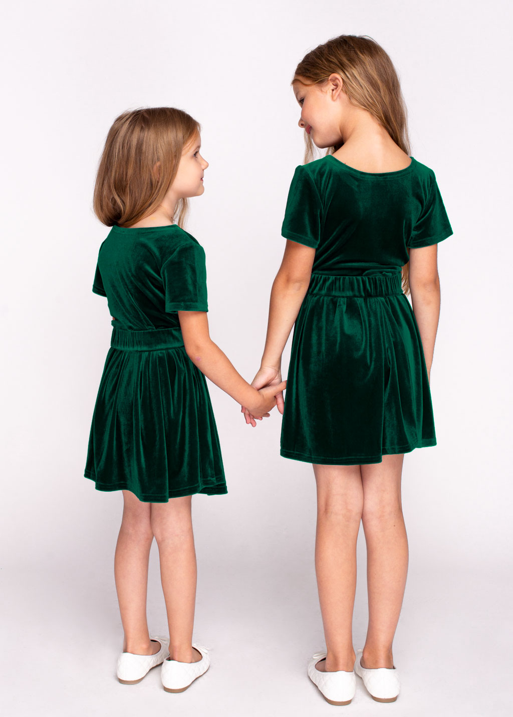 Mommy and me emerald green velvet dresses